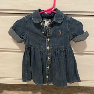 Polo Ralph Lauren Shirred Denim Shirtdress & Bloomer Set